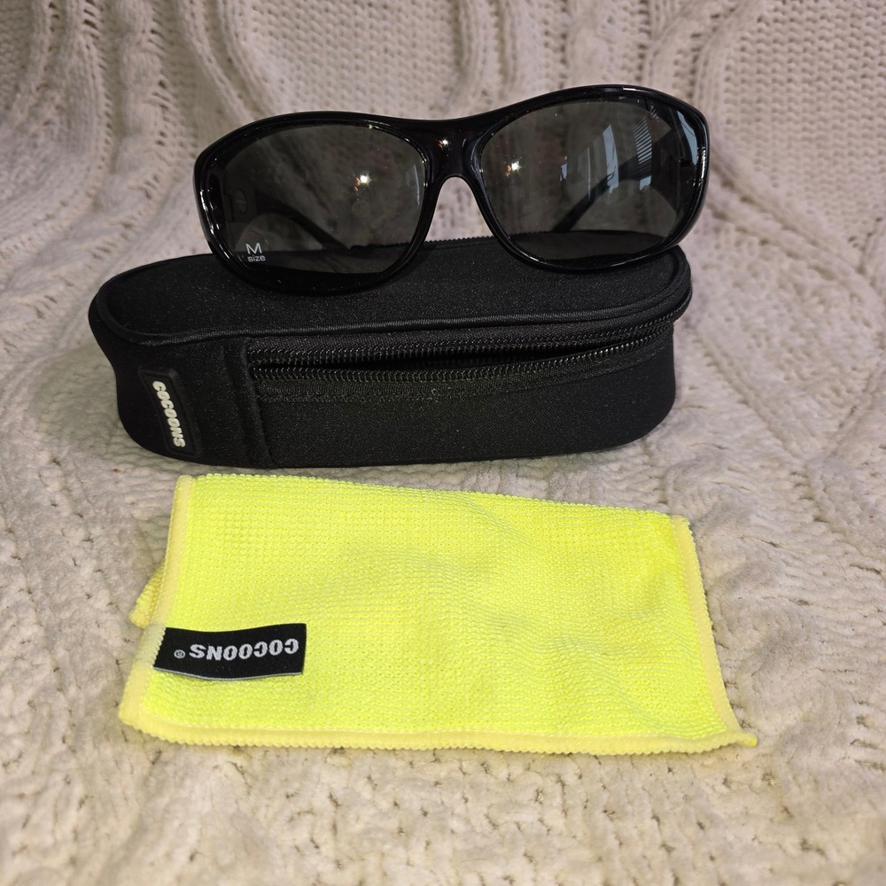 Cocoons SlimLine Fitover Sunglasses Black C4019G Onyx Polarized Gray Medium NEW